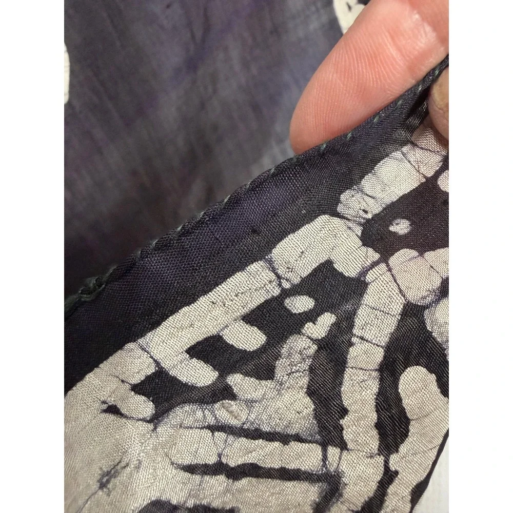 Vintage Silk Scarf Black Batik Paisley 30